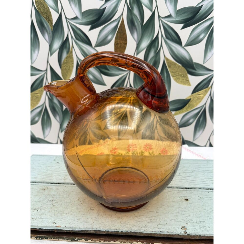 Vintage Cambridge Glass Company Amber Tilt Ball Pitcher 1930s